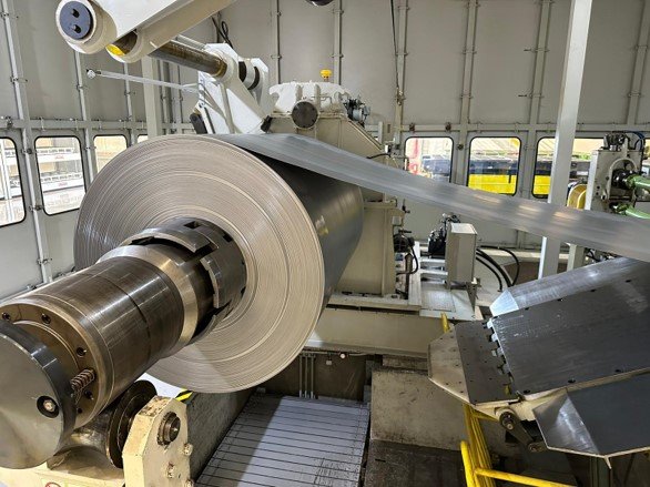 Coiled steel in automotive industry ready for inspection