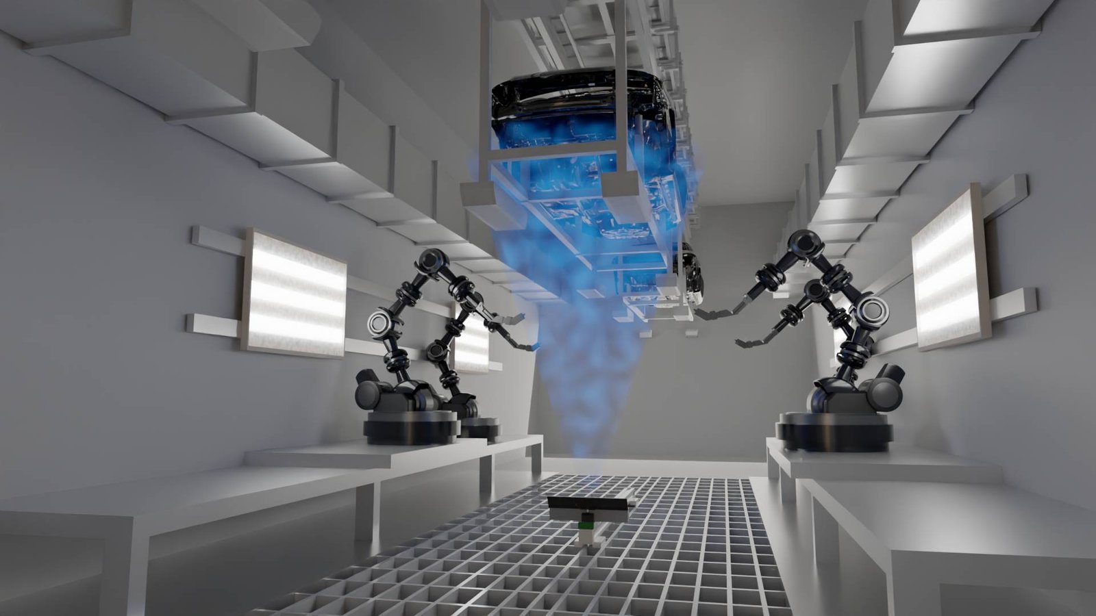 Vision King inspecionando adesivo sob o carro