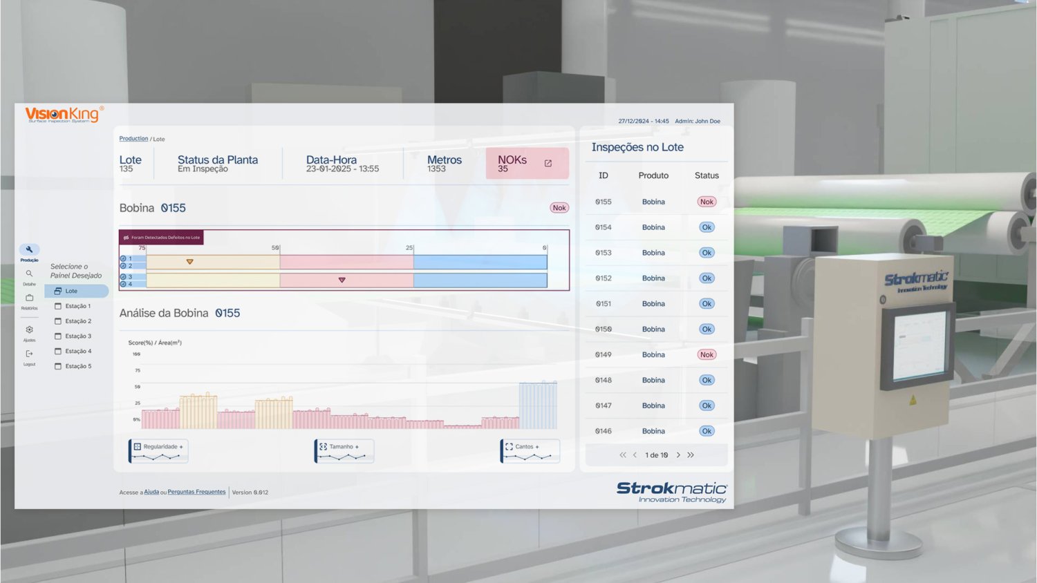 Vision King exibindo defeitos no tecido