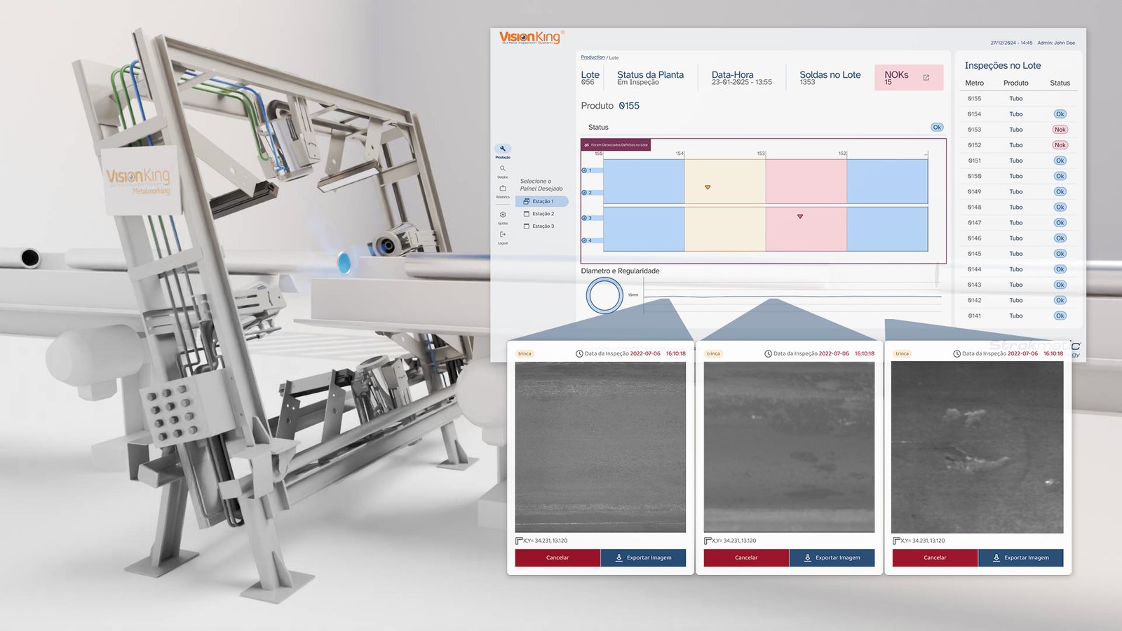 Vision King apresentando defeitos em tela