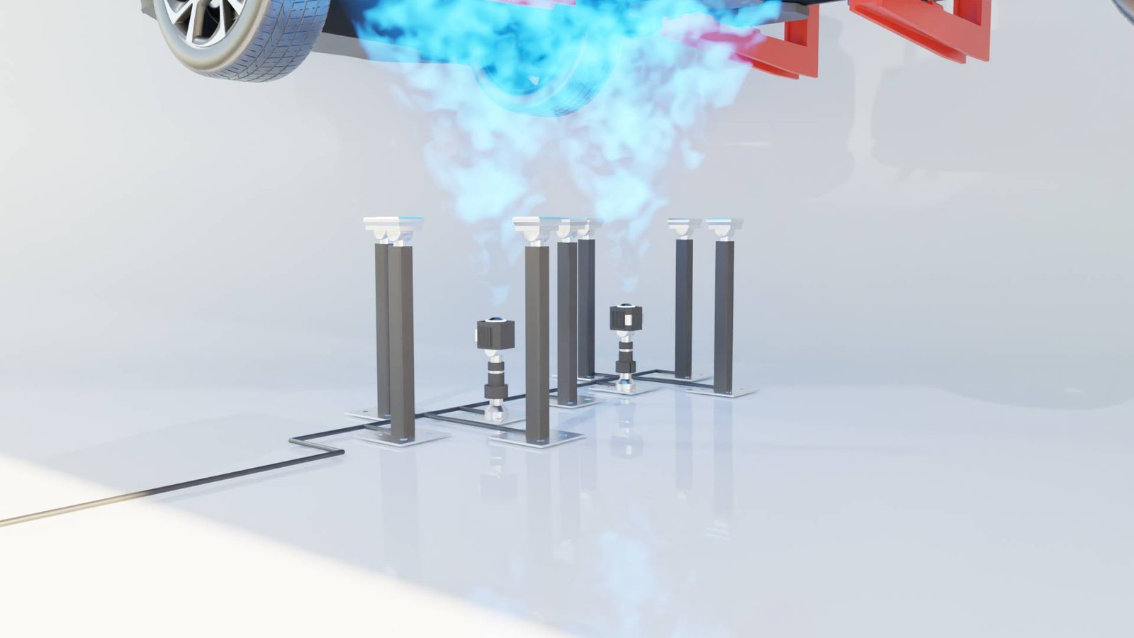 Vision King inspecionando o fundo de um carro recém-montado