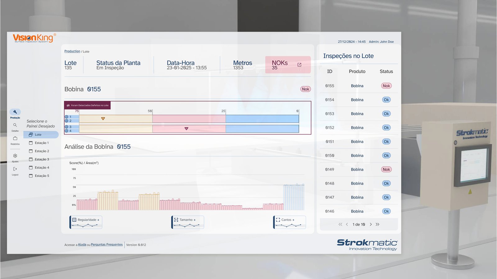 Vision King encontrando defeitos nas folhas de madeira