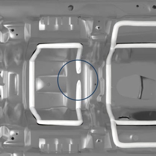 Detectada falha na continuidade do selante aplicado pela automação na carroceria