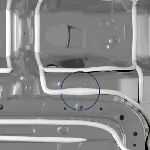 Detectada falha na largura da aplicação do selante na carroceria